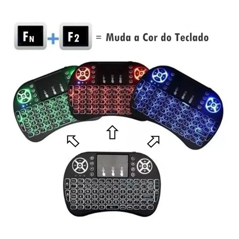 Mini Teclado Iluminado Sem Fio MarisaStore – Controle Compacto e Prático