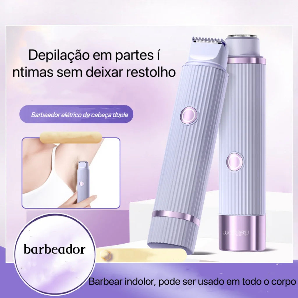 Depilador- removedor de Pelos Elétrico Compacto com 2 Cabeças – Unissex, Recarregável via USB!