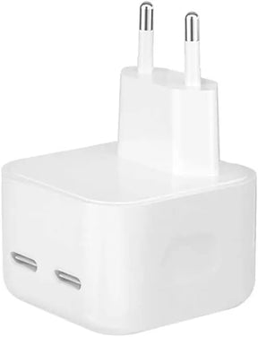 Fonte de carregamento PD Duplo 35W USB-C – Adaptador Rápido de Viagem para Samsung, iPad e iPhone 11/12/13