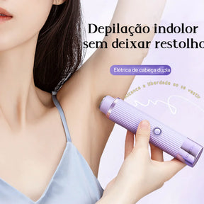 Depilador- removedor de Pelos Elétrico Compacto com 2 Cabeças – Unissex, Recarregável via USB!