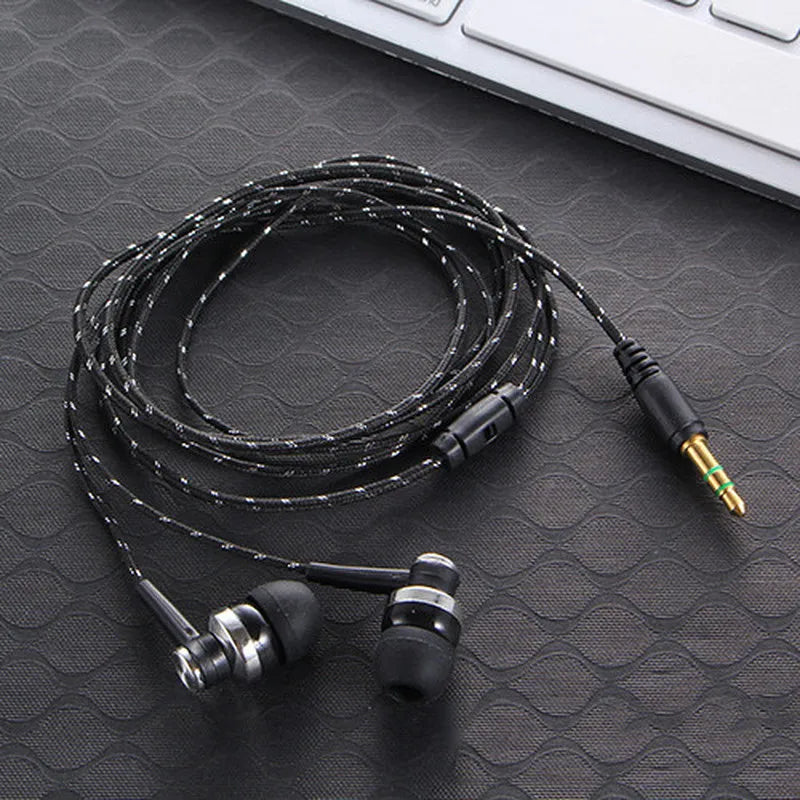 Fone de Ouvido Estéreo In-Ear com Fio - Cabo de Nylon 3.5mm, Microfone Integrado para Laptop e Smartphone