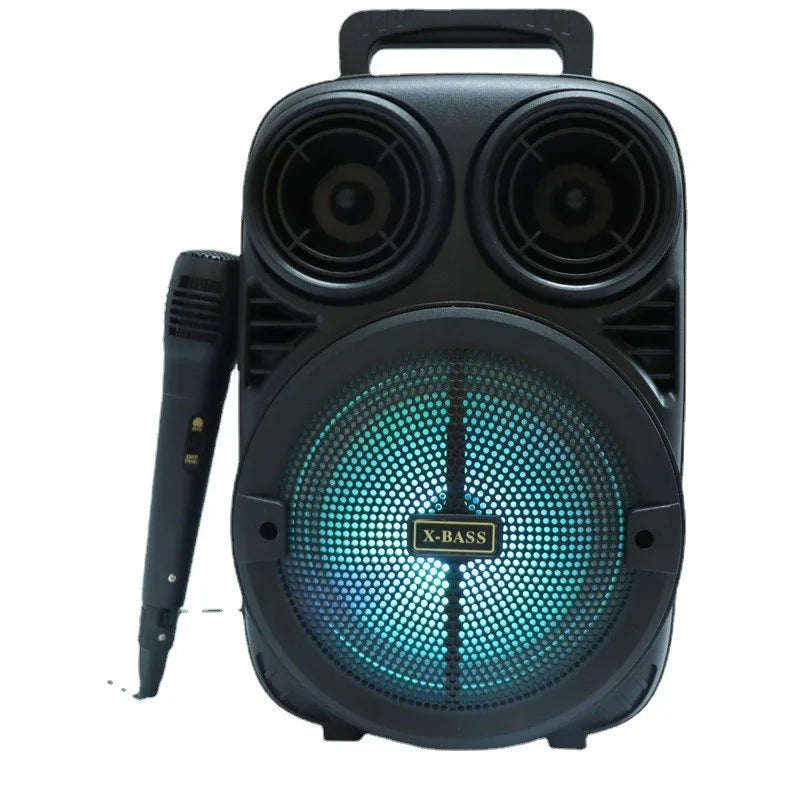 Caixa de Som Bluetooth Portátil HiFi Stereo com Subwoofer, Luzes RGB e Karaokê - Boom Box para Uso Externo