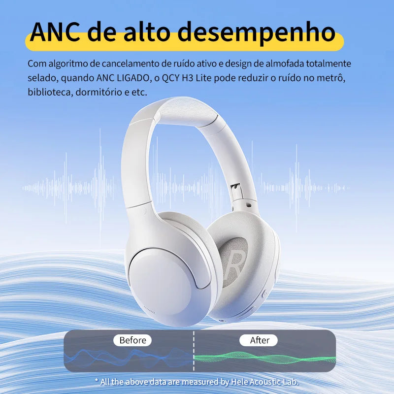 Fones de Ouvido QCY H3 Lite ANC: Som HiFi, Bluetooth 5.3 e Cancelamento Ativo de Ruído