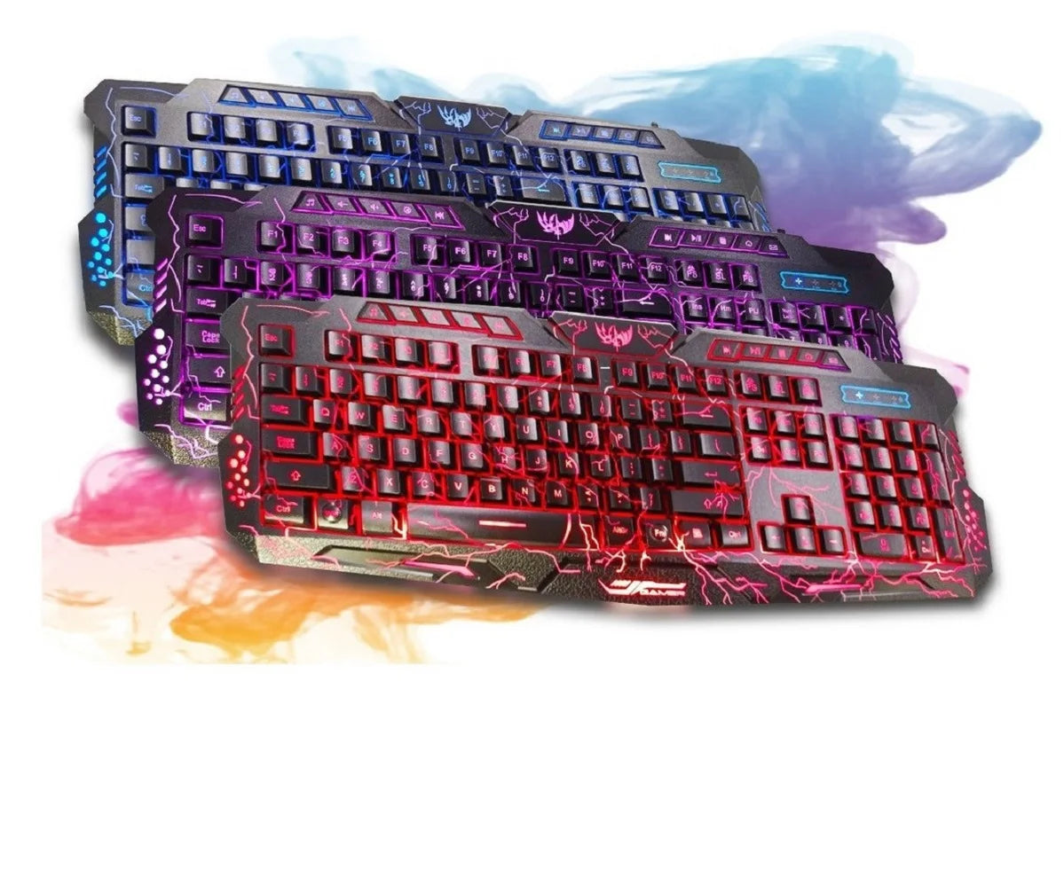 Teclado Mecânico USB com LED em 3 Cores – Gamer para Competição e Jogos