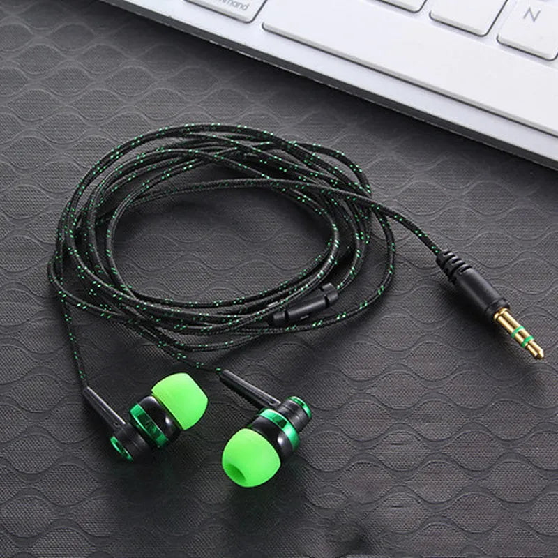 Fone de Ouvido Estéreo In-Ear com Fio - Cabo de Nylon 3.5mm, Microfone Integrado para Laptop e Smartphone