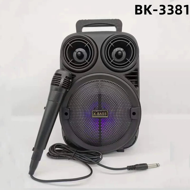 Caixa de Som Bluetooth Portátil HiFi Stereo com Subwoofer, Luzes RGB e Karaokê - Boom Box para Uso Externo